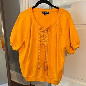 J crew short sleeve lace up top